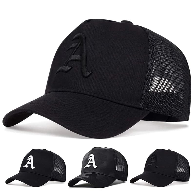 Baseball caps embroidered with letter A gotica unisex Adjustable casual hats for spring and summer outdoors Sun protection hat