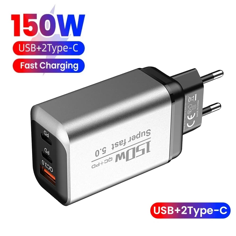 150W Type C Charger Fast Charging Phone Charger Power Adapter For iPhone Samsung Xiaomi EU/US/UK Plug Quick Charge Wall Charger