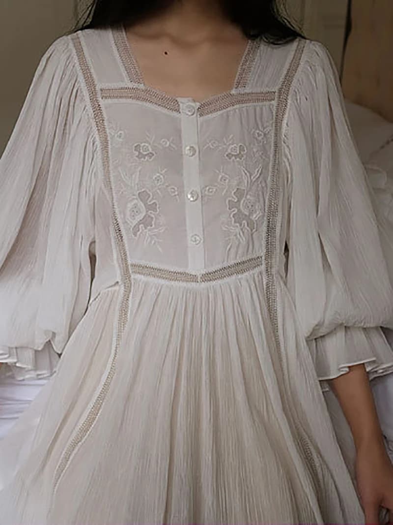 Donne puro cotone volant camicie da notte Vintage vestaglia camicia da notte abito lungo vittoriano romantico principessa pigiameria camicia da notte Homewear