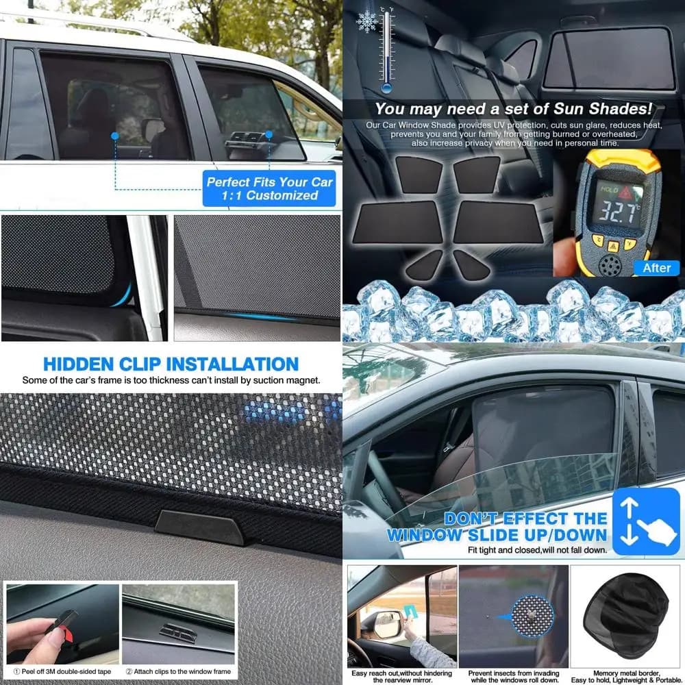 Customized side window shade for Toyota RAV4 2019-2024, car privacy curtains with 100% bright lock for children, camping, nap, sleepi