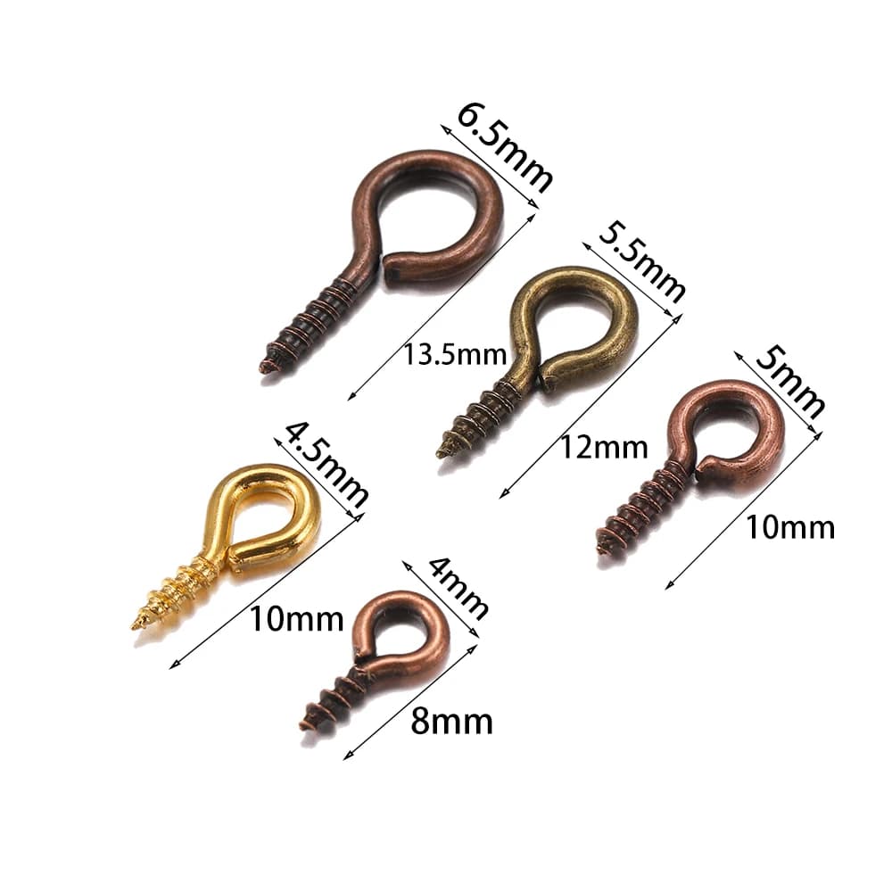 100-200 pcs/lot Small Small Pins Hook Eyelets Screw Eyelets Threading Chains Hooks Supplies For Monile Results Wholesale