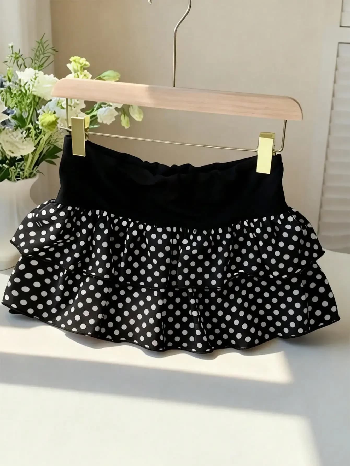 Glimmora 2000s Retro Sweet Polka Dot 3D Bow Ruffle Mini Skirt, Party Mini Skirt, Gothic Style, Perfect For Halloween And Christm
