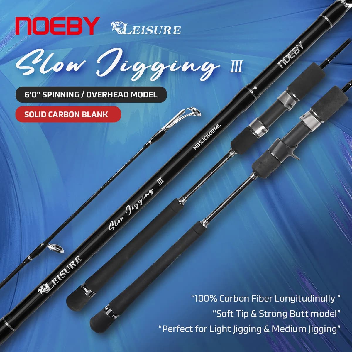 Noeby Nuova canna da pesca Jigging lento 1,83 m in carbonio solido bianco M ML Spinning ad alta sensibilità Baitcast Max 10 kg Canna da jigging leggera