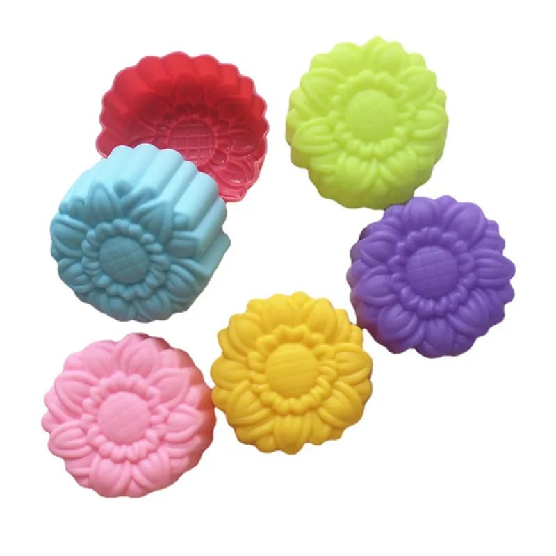 20 pz 5cm 3D girasole stampo per torta in Silicone Cupcake Cup resistente al calore antiaderente sapone budino al cioccolato stampi per ghiaccio Bakeware