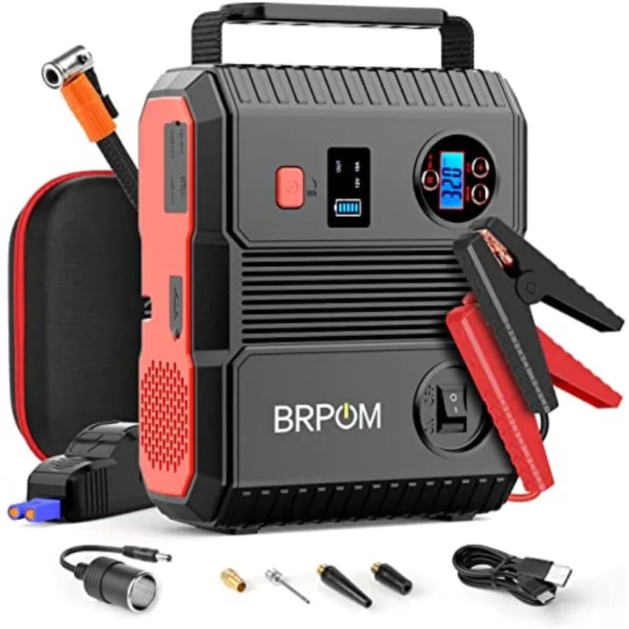 Avviatore portatile per auto da 12 V con compressore d'aria 150 PSI e uscita CC da 160 W per motori a gas e diesel fino a 8,0 L 8000 A Peak Cu