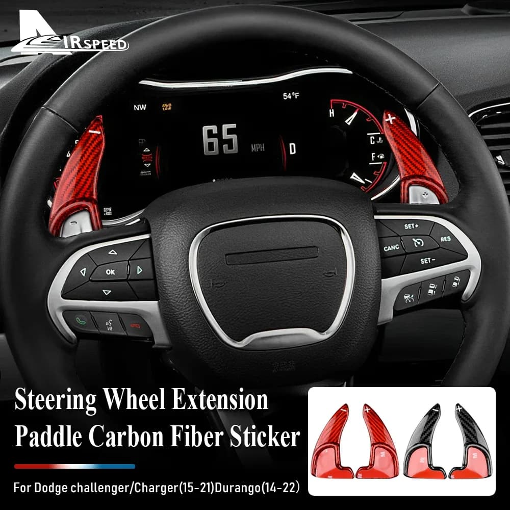 Dry Carbon Fiber For Jeep Grand Cherokee Dodge Durango 2014-2023 Charger Challenger Car Steering Wheel Paddle Shift Extension