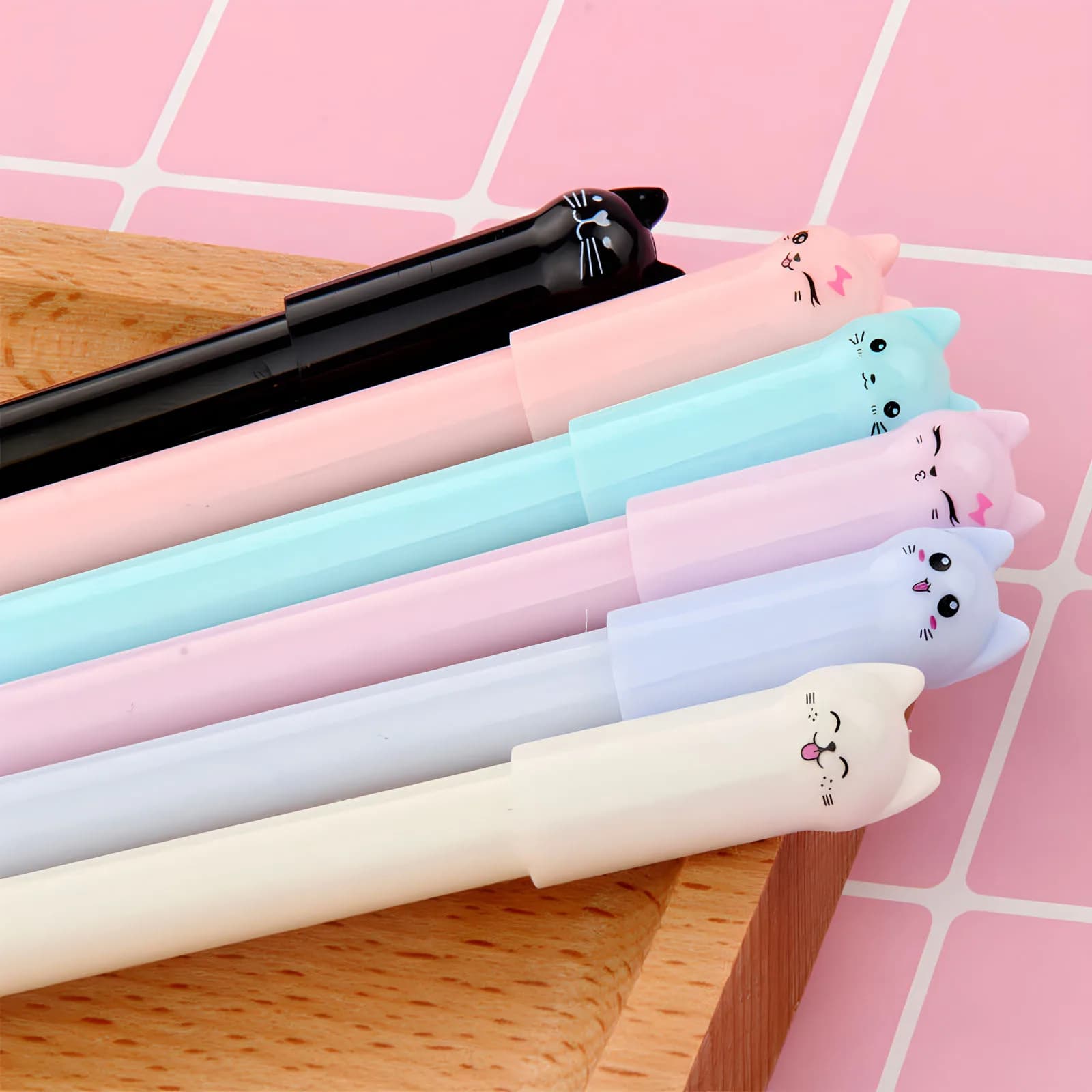6 pz/lotto penne Gel per gattini carini cartone animato coda oscillante penna neutra per gatti 0.5mm inchiostro nero cancelleria per bambini forniture per ufficio