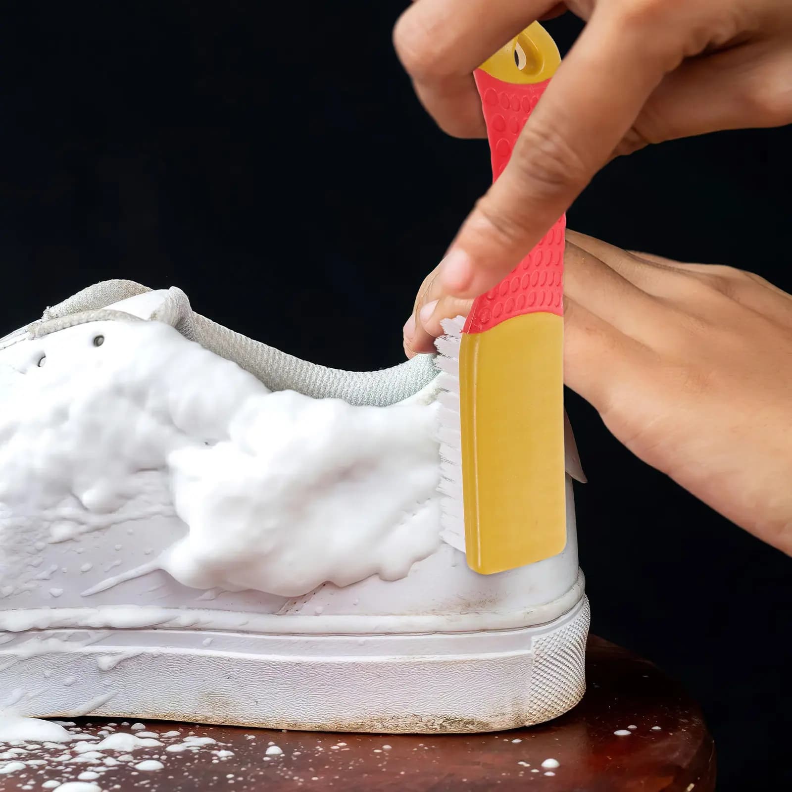 Spazzola per scarpe da 2 pezzi, spazzola professionale per la pulizia delle scarpe, spazzola multifunzionale per bucato e tessuti per la casa