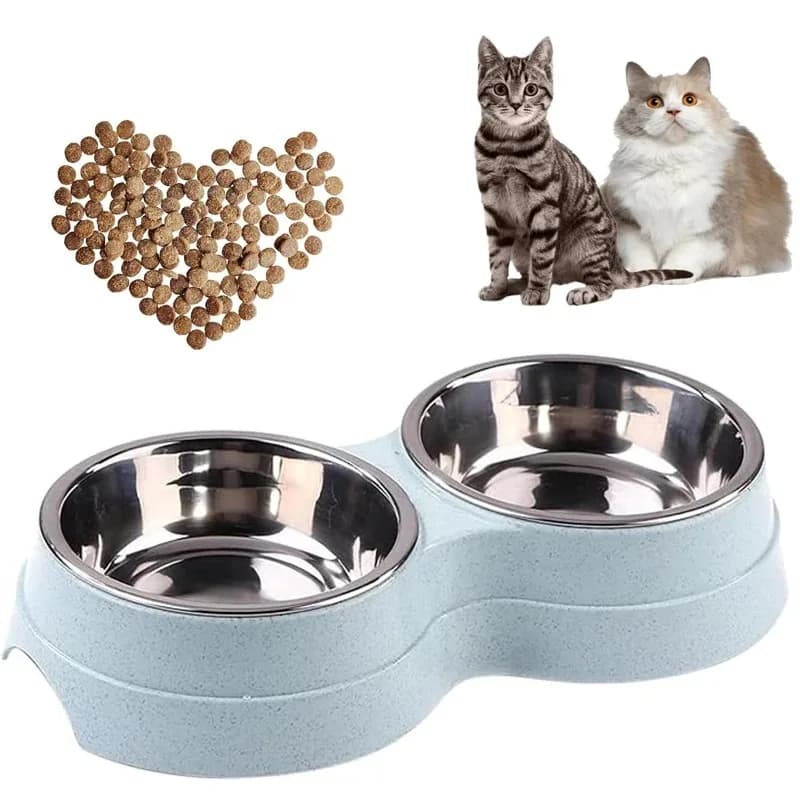 A5 Double Pet Food Bowl Stainless Steel Drinkware Pet Drinking Dog Food Puppy Feeding Supplies Kitten Food Water Accessories