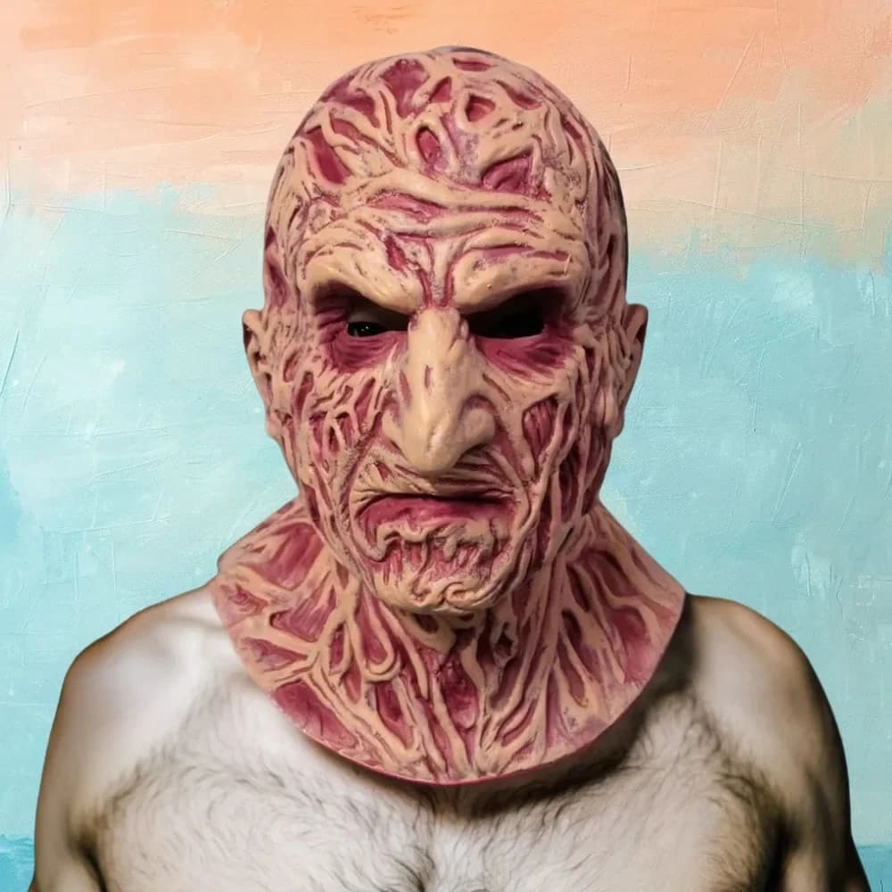 Horror Freddy Krueger Cosplay Lattice Cosplay Costume da festa Mani Accessorio Maschera e guanti Film di Halloween Oggetti di scena insanguinati