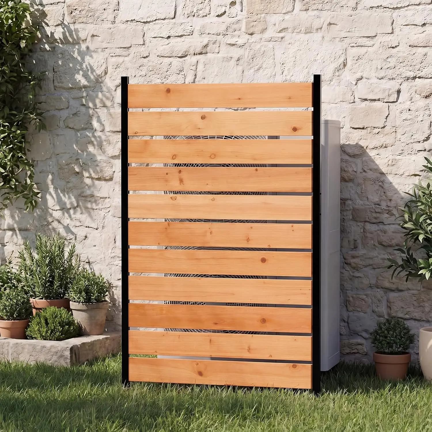 Outdoor Privacy Screen,Trash Can and Air Conditioner Fence (Reddish Brown)