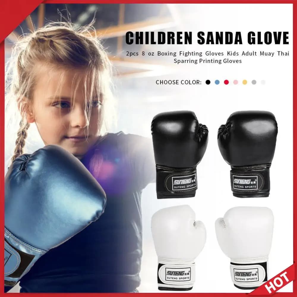 2 Pieces PU Leather Boxing Gloves, Breathable Gloves for Muay Thai, Taekwondo and Boxing Bag