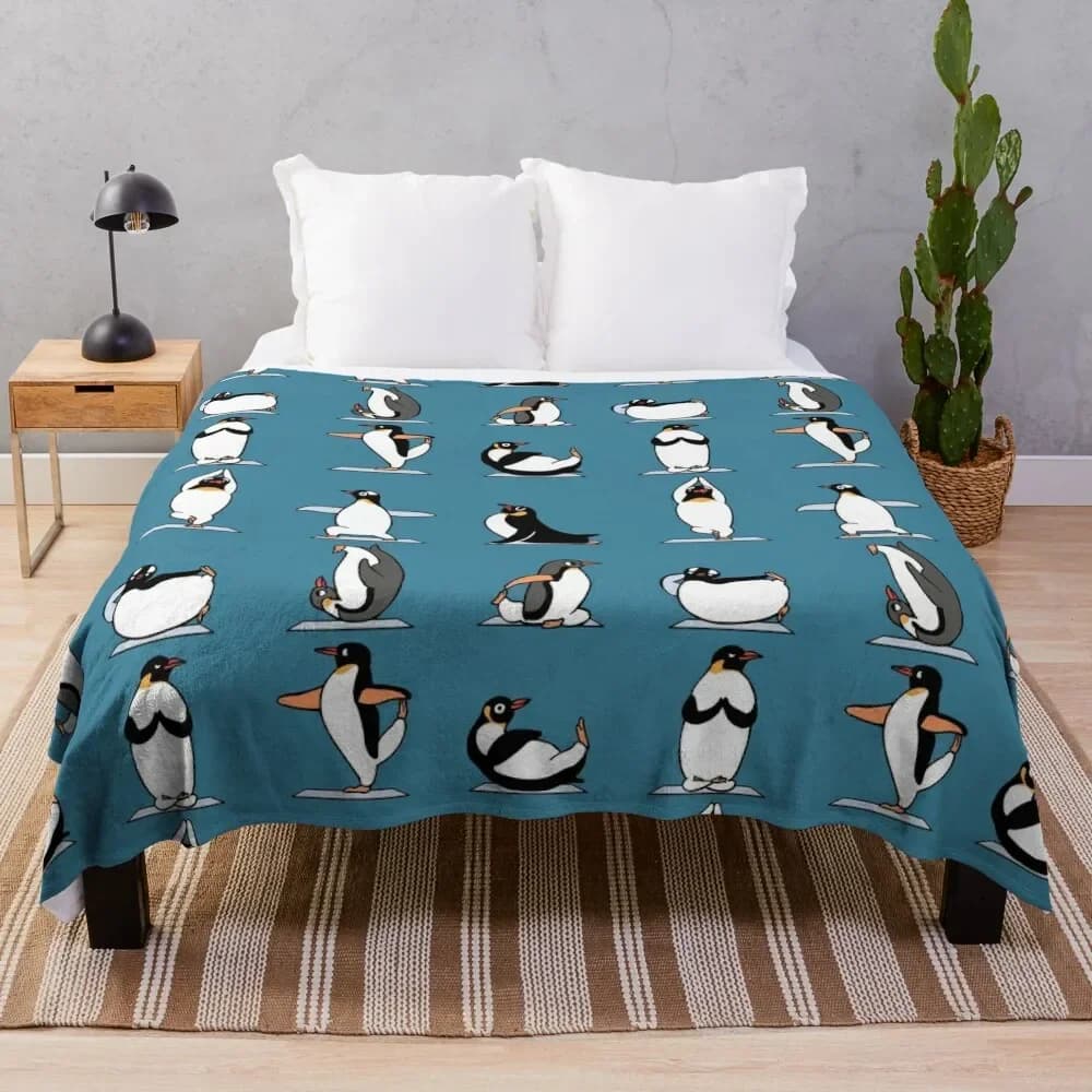 Penguin Yoga coperta da tiro turistica decorazione natalizia coperte imbottite