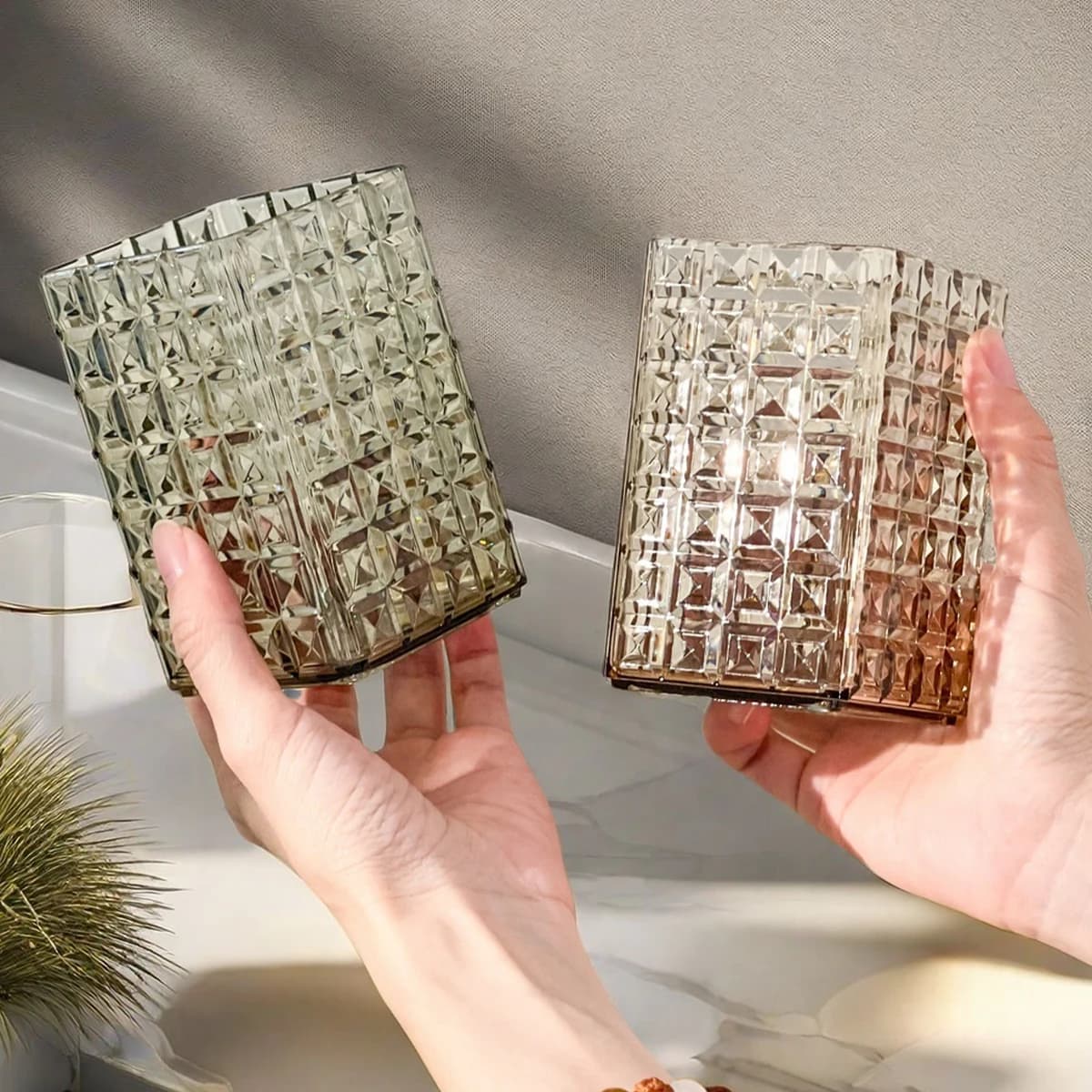 Porta spazzolino riutilizzabile Tazza per collutorio in plastica trasparente Coppia quadrata portatile Bicchiere per gargarismi Accessori per il bagno