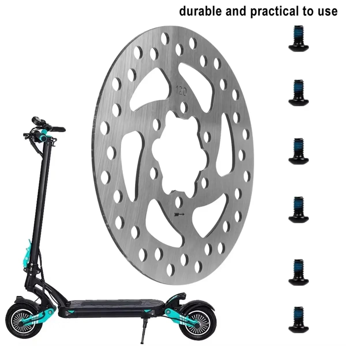 Disco Freno AS62 120mm per Monopattino Elettrico Ninebot MAX G3/ZT3/ZT3 Pro, Resistente all'Usura, 6 Fori, Componente in Acciaio Inossidabile