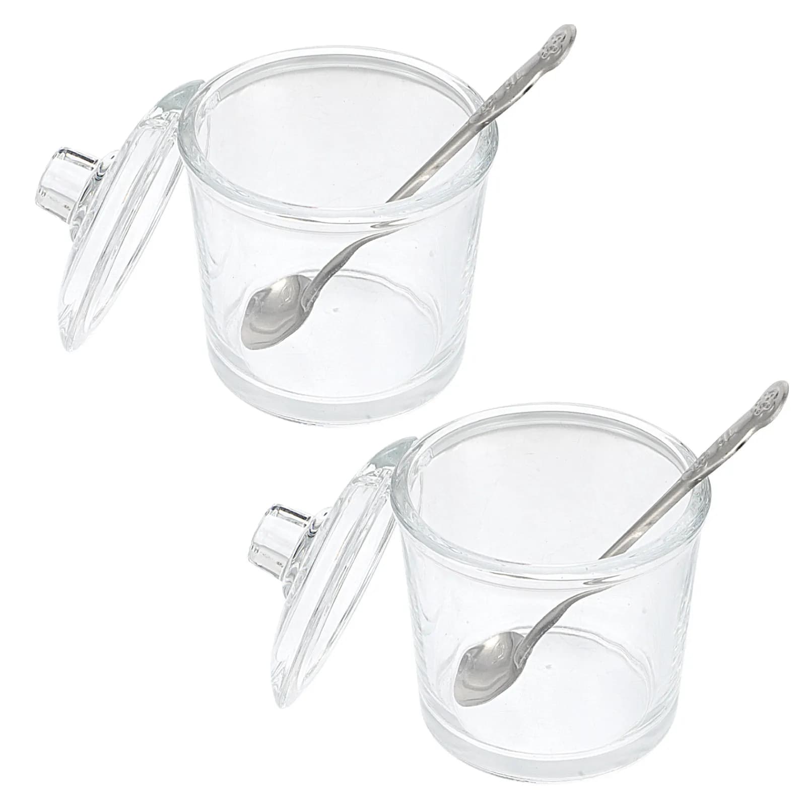 Set di 2 Barattoli Trasparenti per Condimenti, Contenitori Multifunzione per Spezie da Cucina, Porta Spezie in Vetro, Contenitori per Sale e Peperoncino