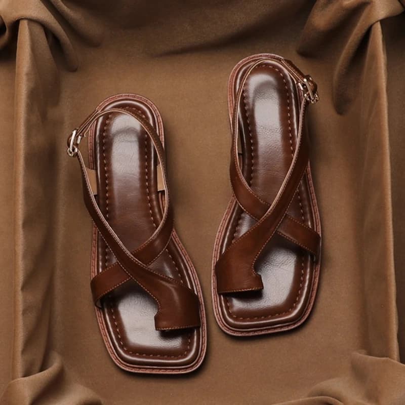 Women's Vintage Summer Gladiator Sandals with Open Toe, Elegant with Big Heel and Ankle Strap, Sandalias Mujer