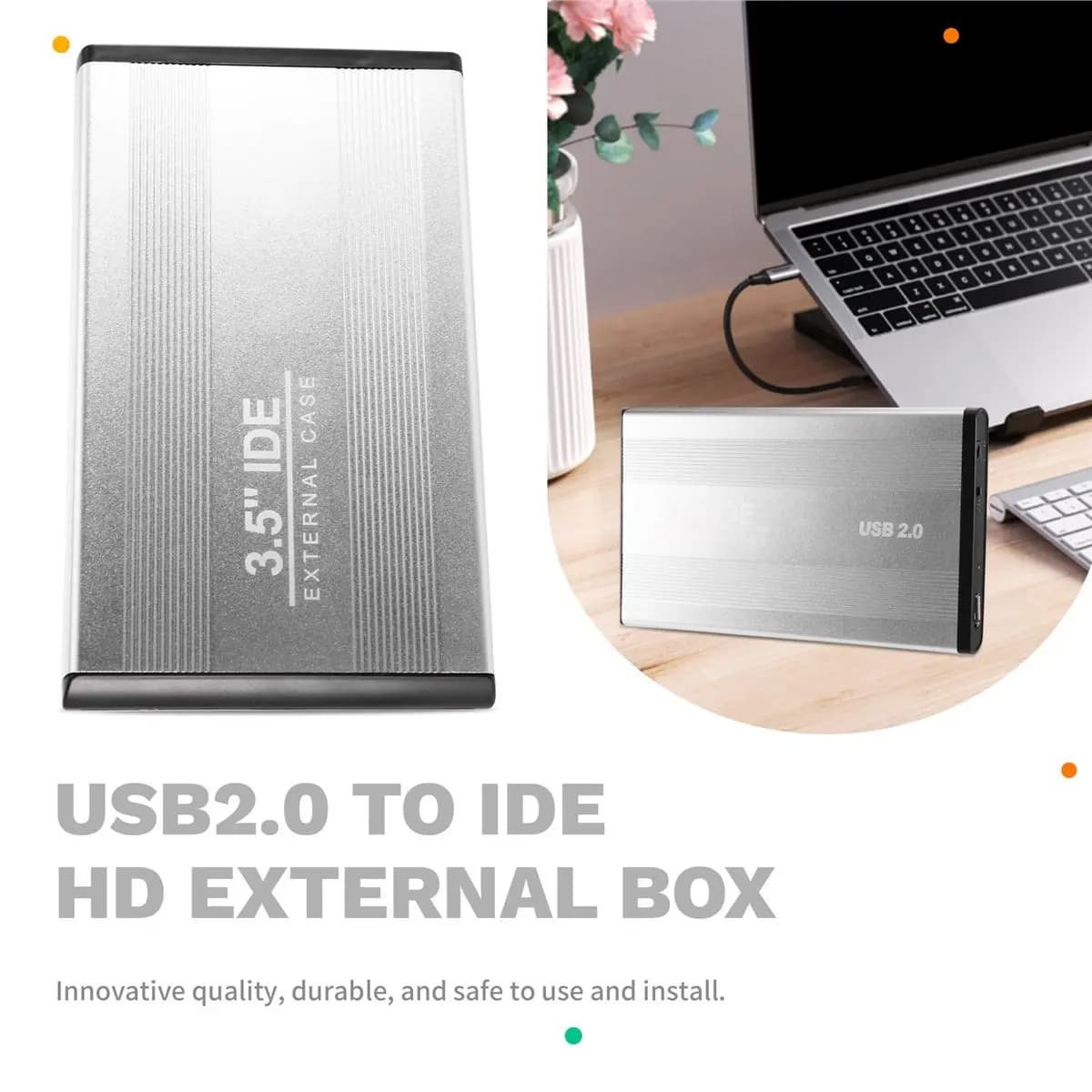 AA80 IDE Enclosure Hard Disk for 3.5 Inch IDE HDD SSD USB2.0 to IDE HD External Box with Power Supply EU Plug
