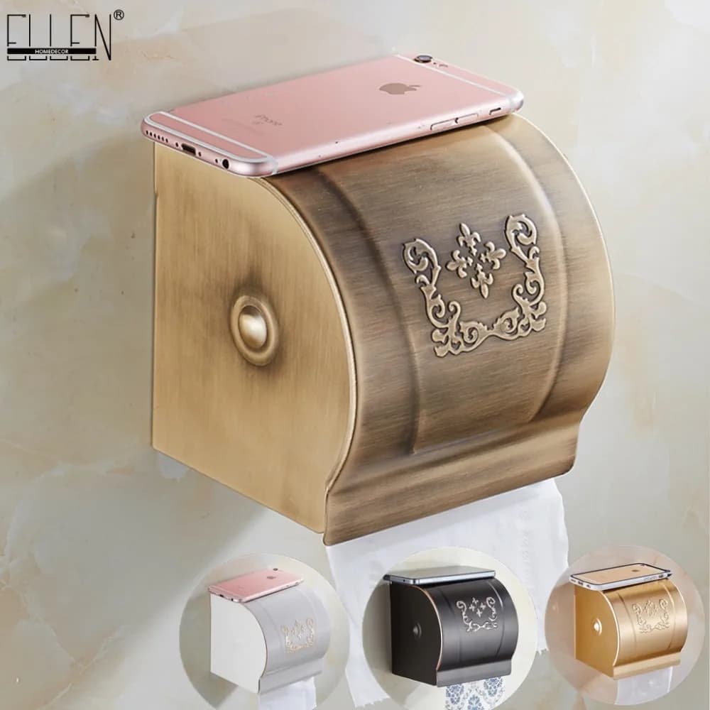 Vidric Porta fazzoletti con finitura bronzo antico Porta carta igienica coperto Montaggio a parete Bagno Bianco Nero Scatola per fazzoletti in rotolo EL9807