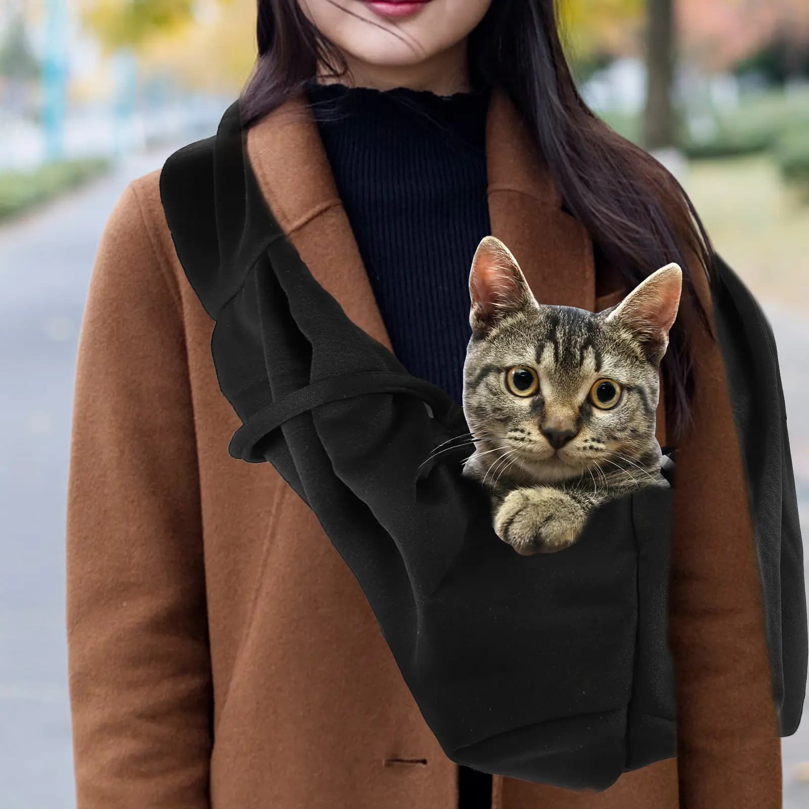 Borsa a Tracolla per Animali Domestici, Comoda, Sicura, Traspirante, Ventilata, in Poliestere, per Passeggiate, Viaggi, Escursioni, Campeggio, Shopping
