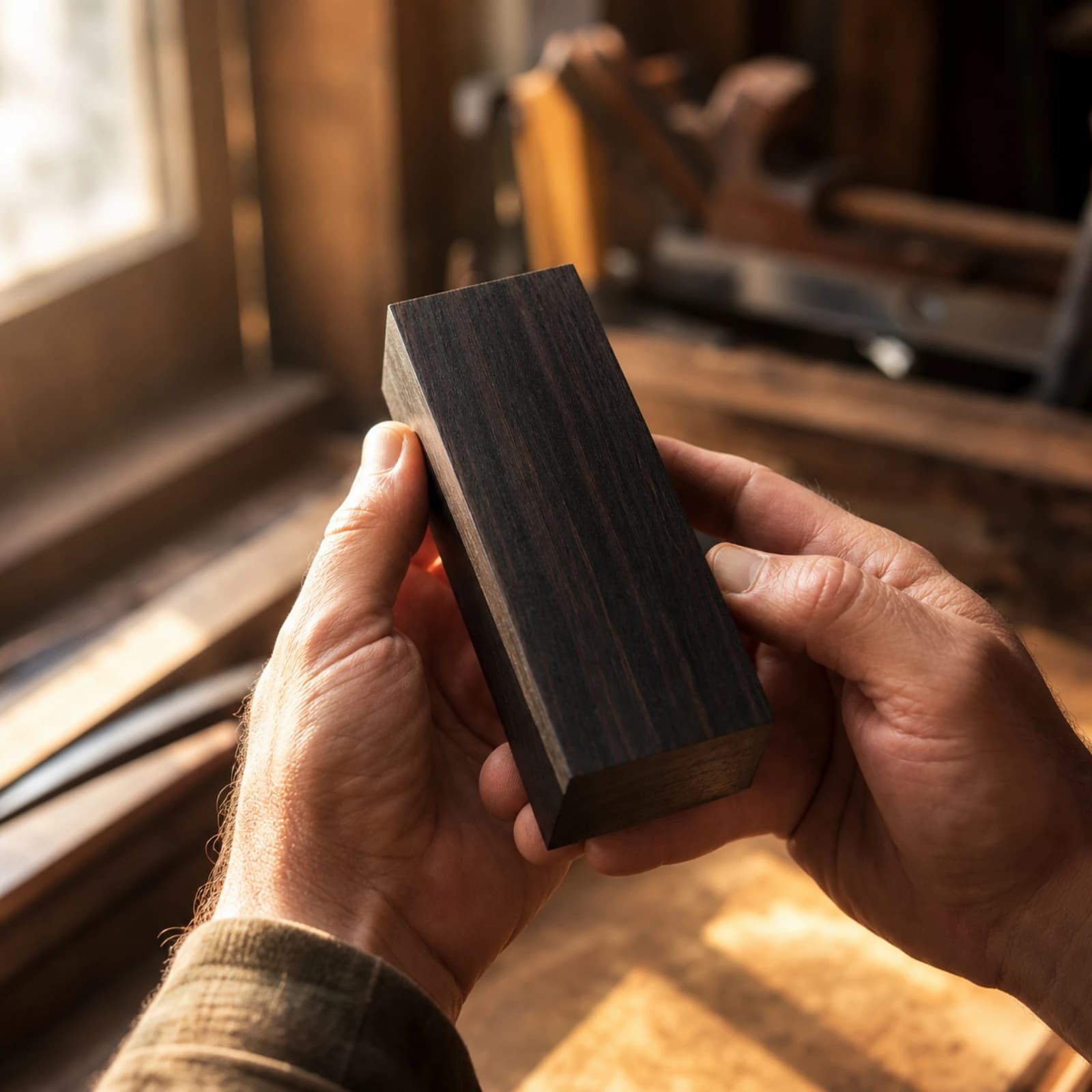 Ebony Carving Block Black Ebony Wood Blank Whittling Wooden Blocks Natural Hardwood Long-Lasting for Carvers, Woodworking
