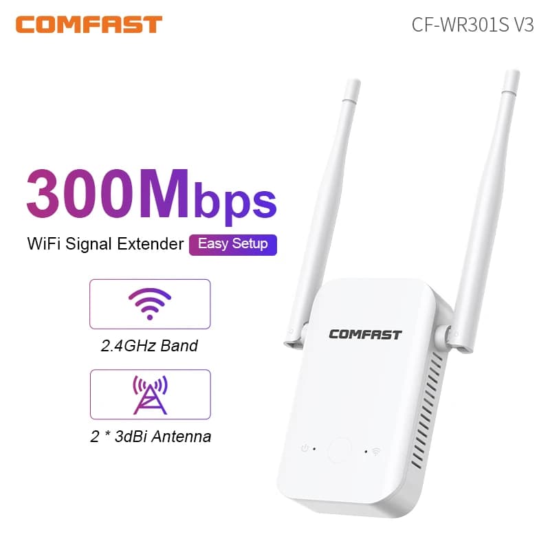 COMFAST Wireless WiFi Repeater 300Mbps 2.4G Repeater Network Expander Range 802.11b/g/n Wireless WiFi Repeater Booster Repetidor