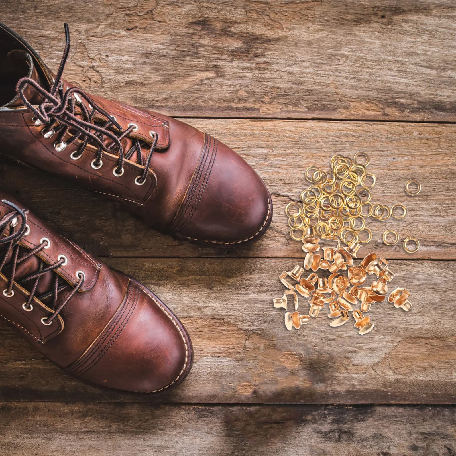 20Pcs Brass Shoe Lace Buckles Set DIY Decorative Shoestring Hooks for Boots Sneakers Hiking Shoes Metal Repair Accessories Fine