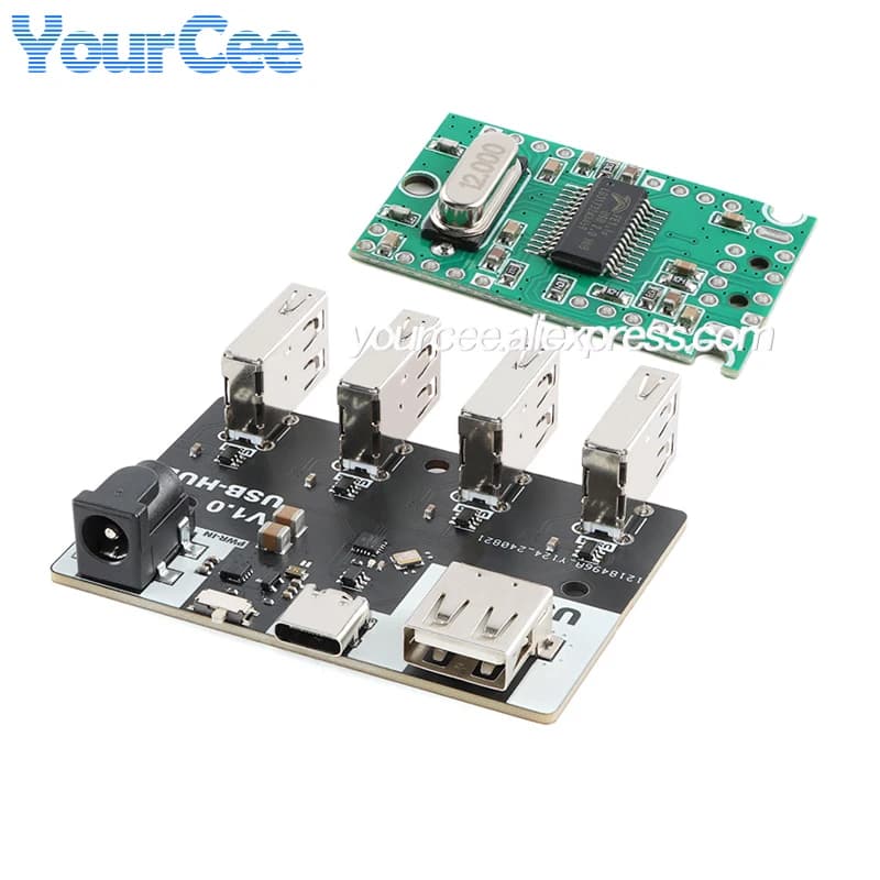Modulo hub CH334 Interfaccia 4 Chip hub USB 2.0 40 MB/S 5 V XL-USBHUB USB-A TYPE-C Interfaccia DC5.5*2.1