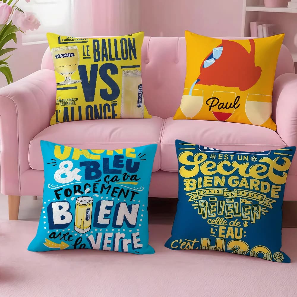 cushion cover For B-Beer Sofa Car Office Cafe Soft R-Ricard And Comfortable Double-Sided Printing Pillow Cover