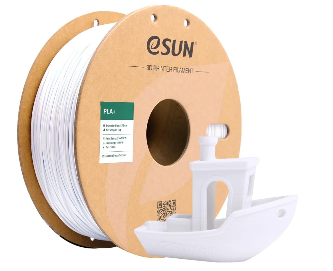 Filament eSUN PLA+ 1.75mm Cool White 1KG, 3D Printer Filament Dimensional Accuracy +/- 0.03mm, 1kg Carton Coil (2.2 lbs)