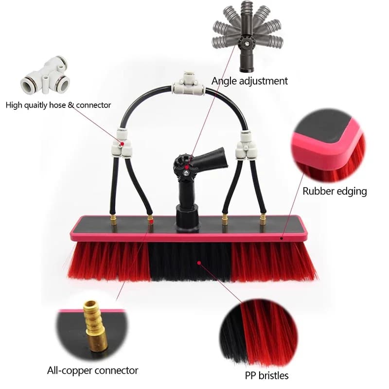 Kit spazzole alimentate ad acqua per palo per pulizia finestre da 30 piedi Strumento di lavaggio per pannelli solari allungabili telescopici da 9 metri