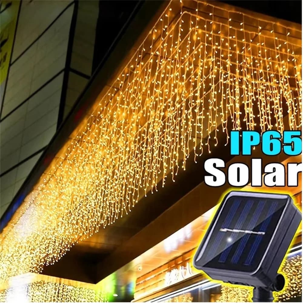 Luci Solari a Cascata 3.5M per Decorazione Esterna, Luci Fatate per Matrimoni, Feste, Natale, Scale e Giardini
