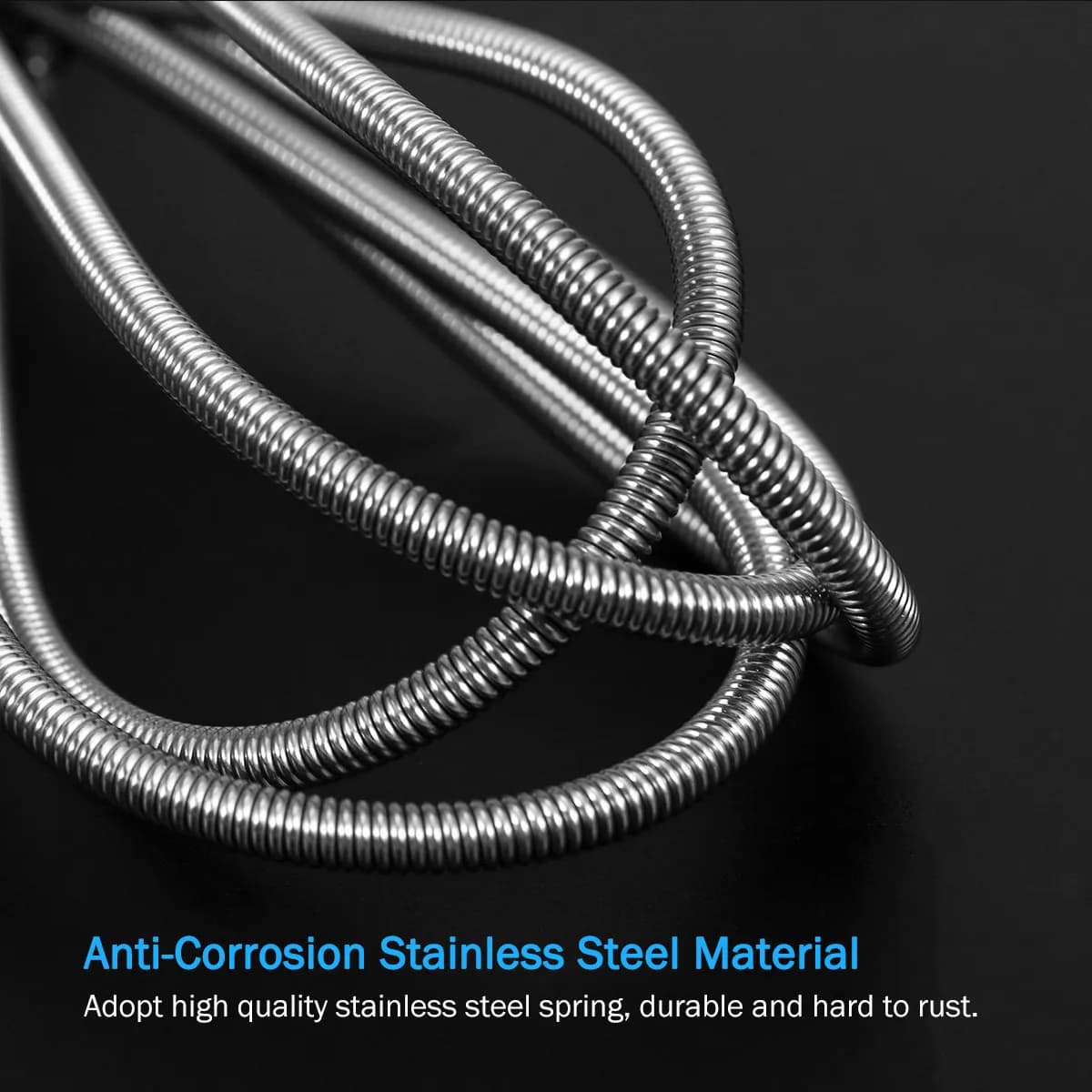 Flexible Double Ended Aquarium Water Hose Cleaning Brush Sky Blue Silver Stainless Steel Plastic Long Bendable