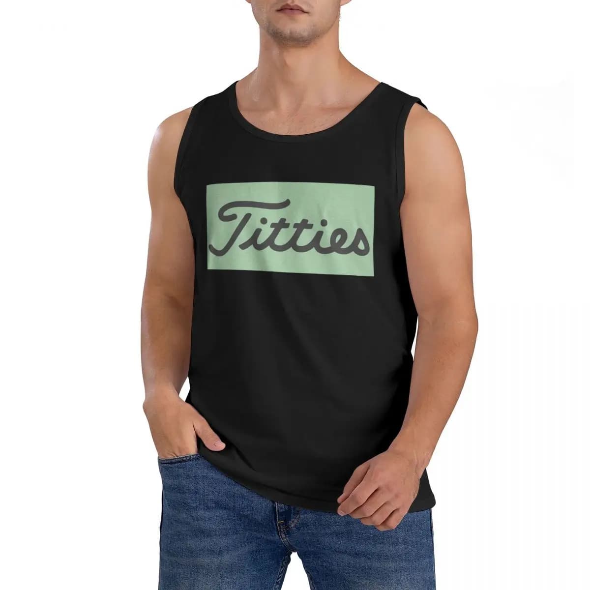 T-Shirt Senza Maniche da Uomo 100% Cotone con Stampa Palline da Golf, Abbigliamento Sportivo da Allenamento, Canotta con Collo Rotondo
