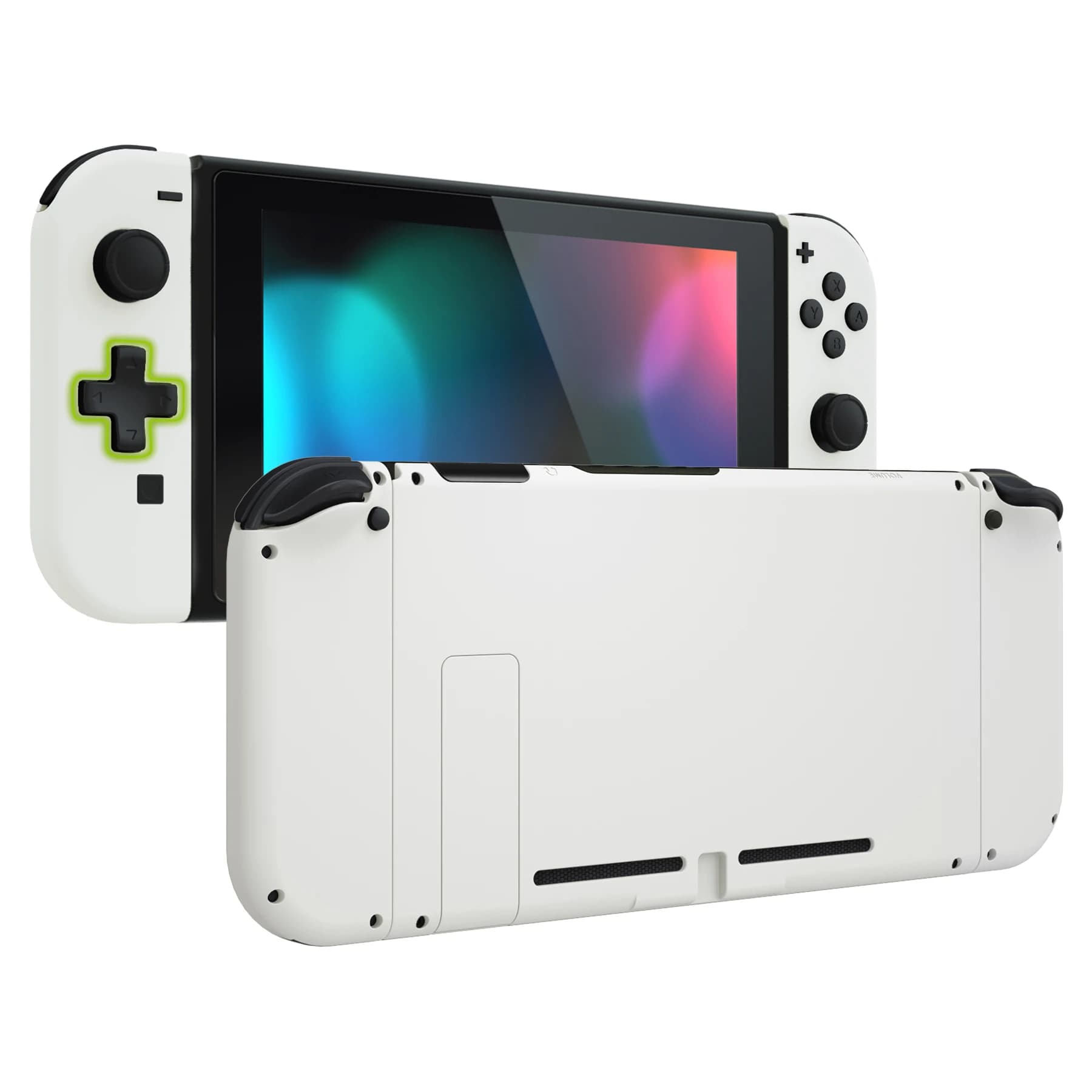 eXtremeRate Custodia Joycon con pulsanti per Nintendo Switch (modello originale 2017), accessori piastra posteriore console grip - bianco