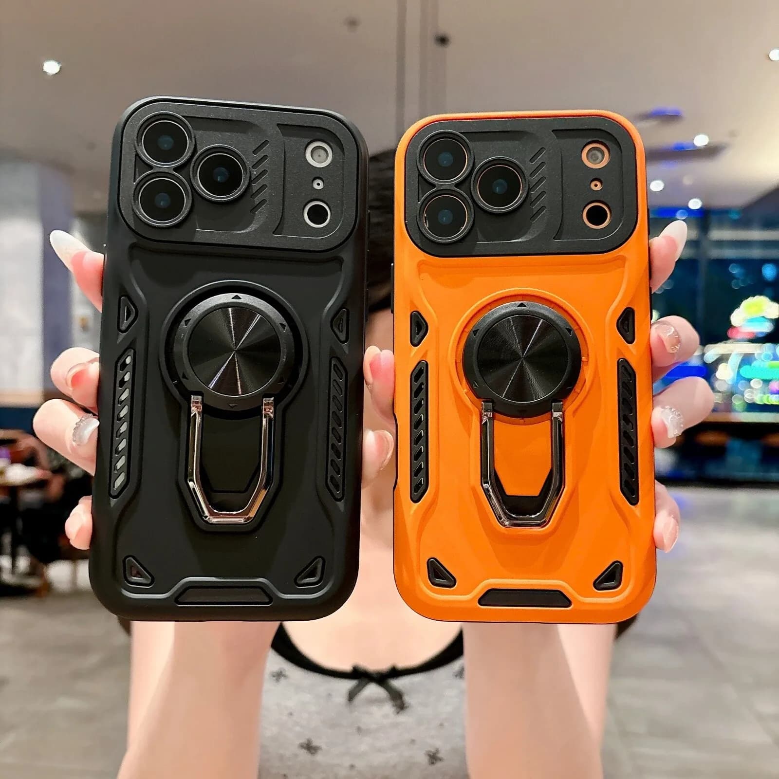 Luxury Ring Holder Phone Case for iPhone 18 Pro Max 17 16 Plus 15 14 13 12 11 Shockproof Slim Fit Stand invisable Bracket Cover