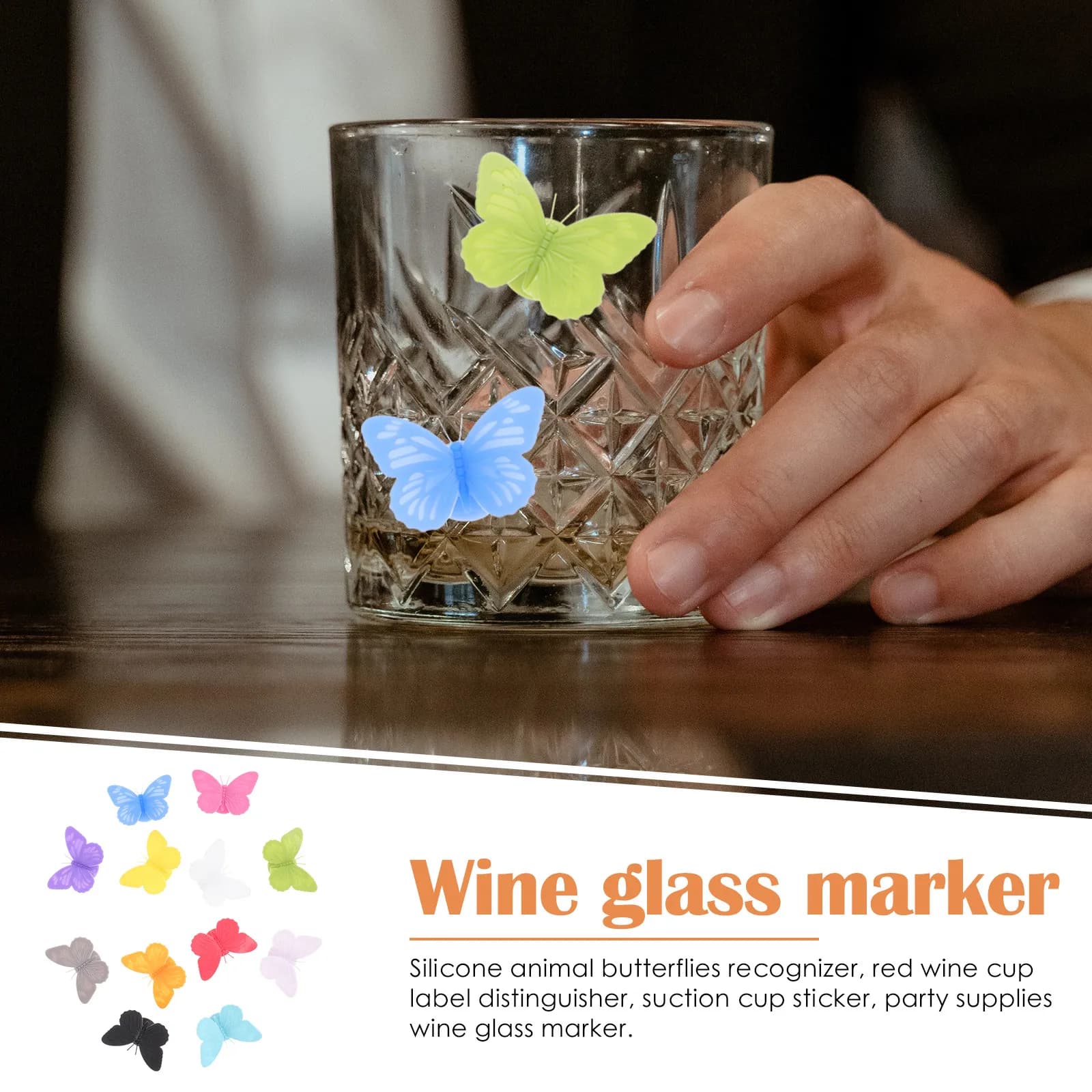 Set di 12 Segnalibri Creativi in Silicone per Bicchieri da Vino, Etichette per Bevande, Charm per Vino, Identificatori per Bicchieri, Accessori per Feste