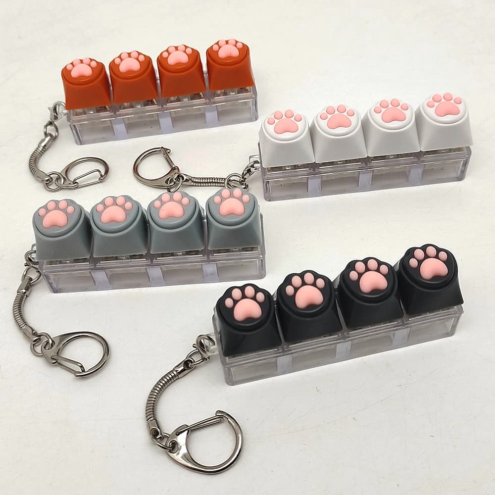 Portachiavi in Silicone Morbido a Forma di Zampa di Gatto, Ciondolo per Cellulare e Zaino, Accessori da Scrivania, Strumento Antistress