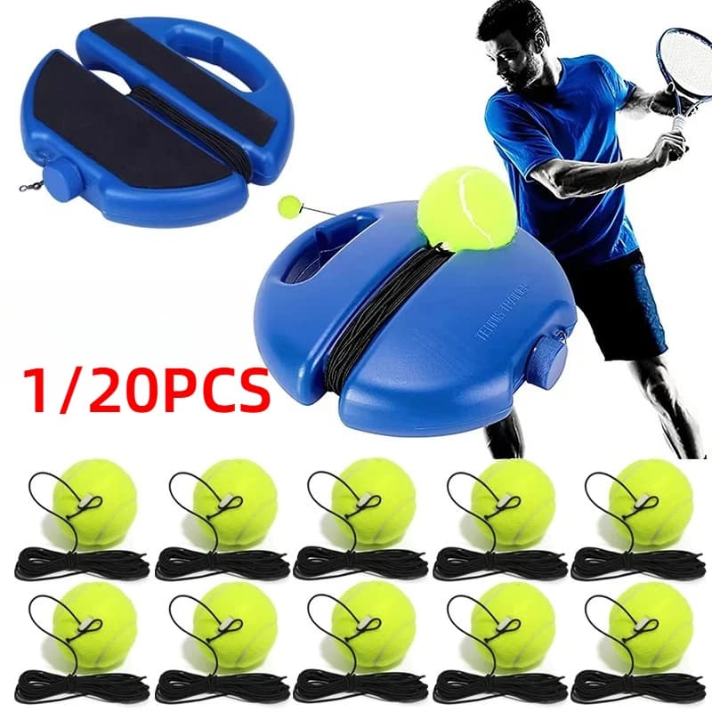 Attrezzatura per allenamento tennis, set per giocatore singolo, attrezzatura per pratica, base con cinghia ad alto rimbalzo, corda da tennis, palla da tennis resistente all'usura