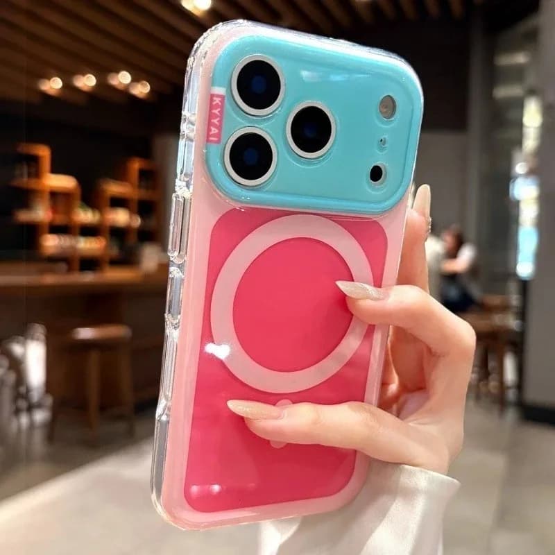 Luxury Candy Colorblock Magnetic Phone Case for IPhone 18 17 16 15 14 Pro Max for Magsafe Shockproof Soft Silicone Back Cover
