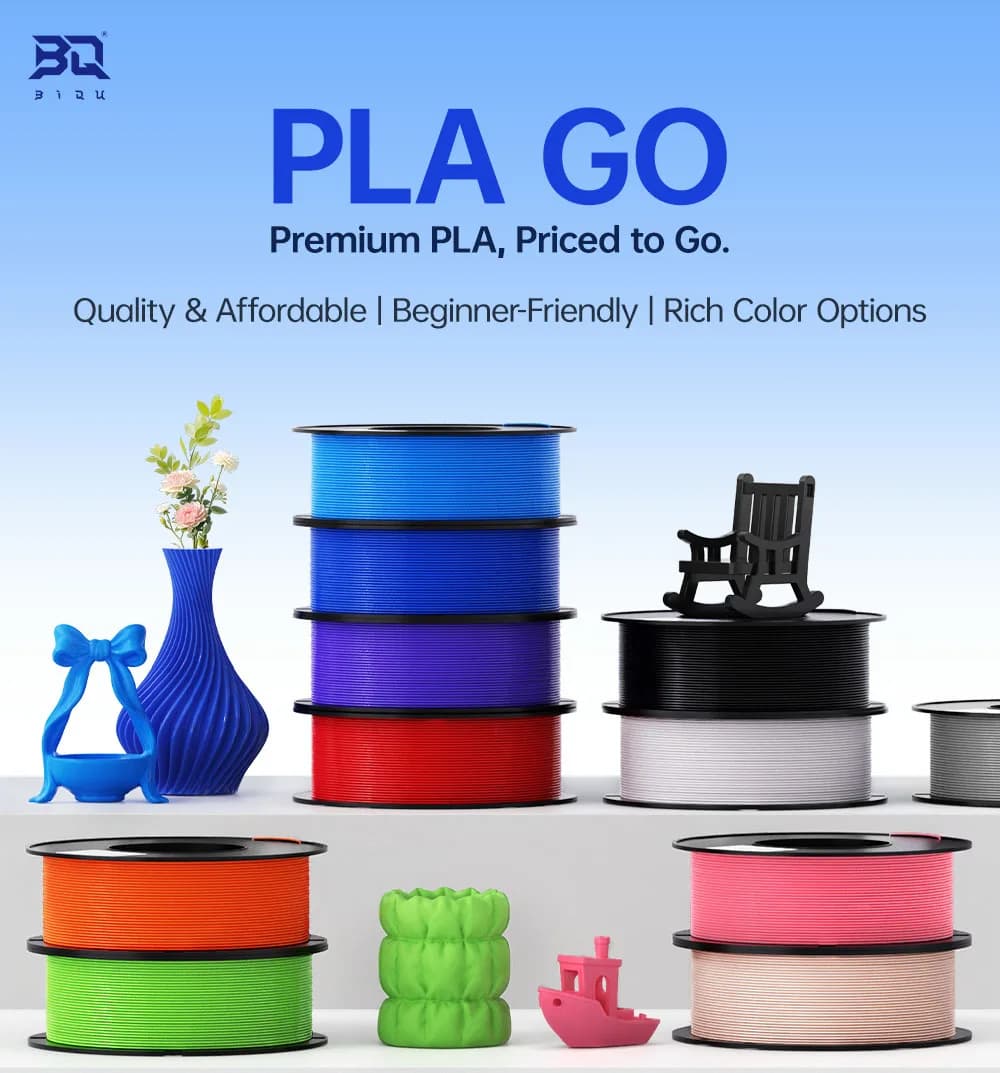 Filamento PLA GO Multicolore BIQU 1.75mm 1kg/Rotolo, Materiale Plastico con Fibra di Carbonio per Stampa 3D, Accessori e Fili Consumabili