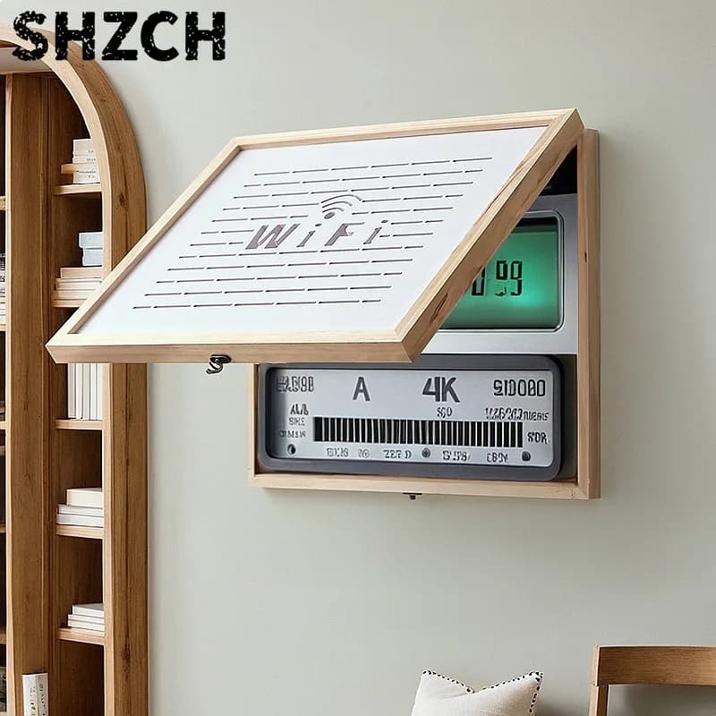 WiFi Decorative Wall Mounted Media Enclosure Multi-Functional Electrical Cabinet Cable Management Box