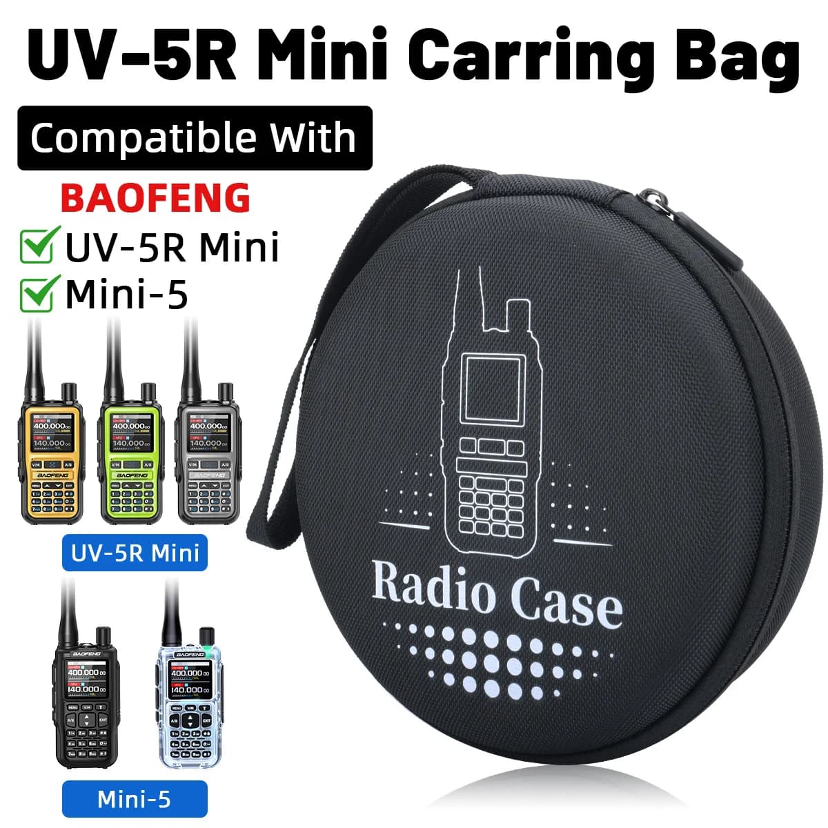 ABBREE Custodia Originale UV-5R MINI per Walkie Talkie, Borsa da Trasporto per Baofeng 5R MINI MINI-5, Radio Bidirezionale per Campeggio e Caccia