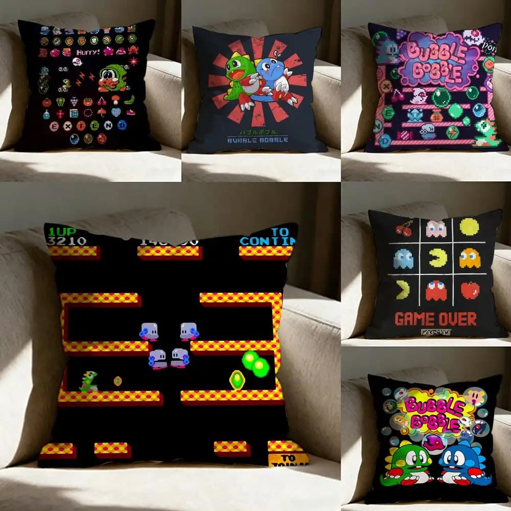 Fodera per cuscino Puzzle Game B-Bubbles Bobble, stampata su entrambi i lati, cuscino per divano, cuscino per testiera della camera da letto