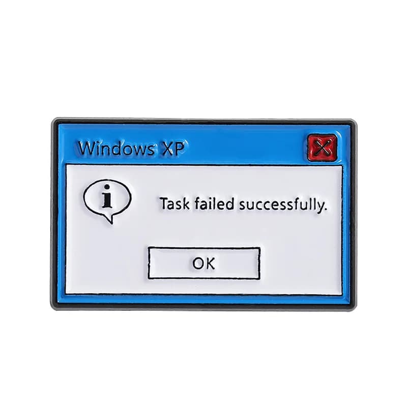 Spilla blu Dialogo Task Success Failure Frase inglese Distintivo in metallo Piccoli regali Spille da bavero all'ingrosso per vestiti Zaino Pin