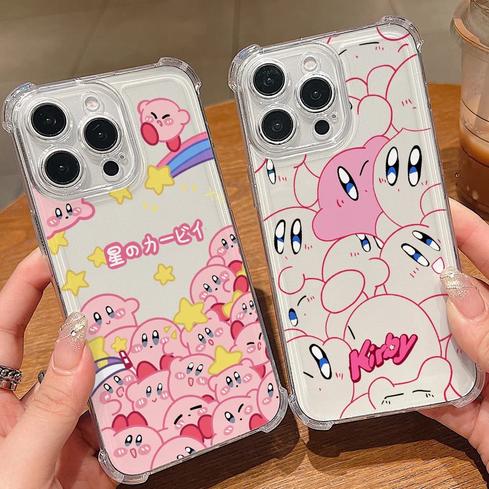 Pink Cute Kirbys Phone Case For Samsung Galaxy S26 S25 S24 S23 S22 S21 S20 Edge FE Ultra Plus 4G 5G Anti Fall Clear TPU Cover