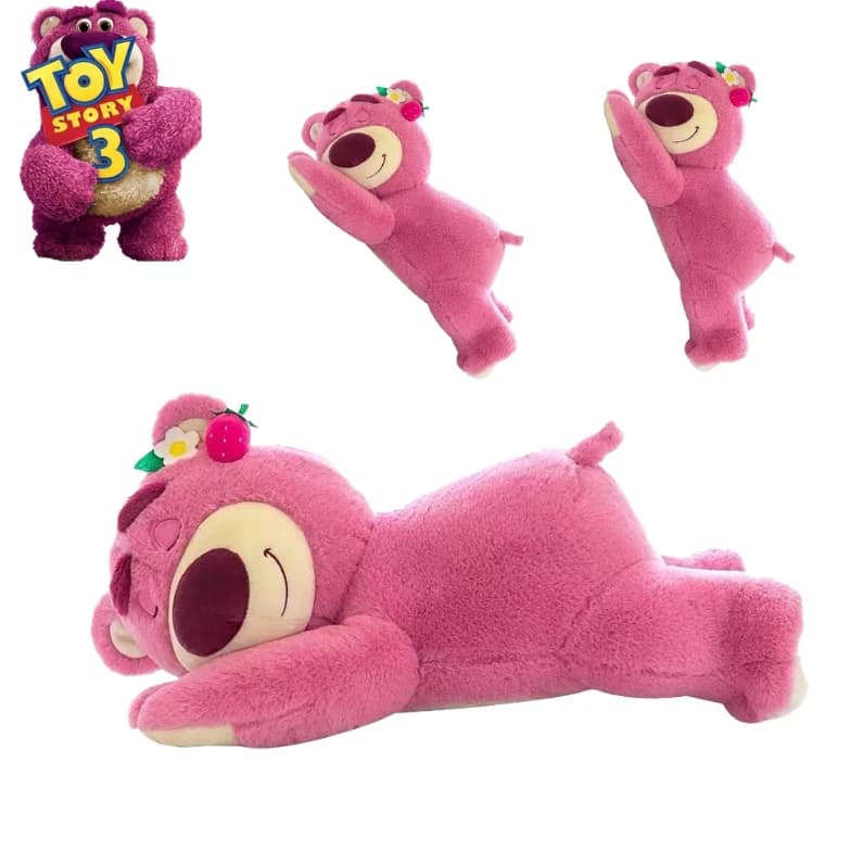 Cuscino in peluche a forma di orsetto Lotso fragola super carino, Disney Toy Story, morbido cuscino da divano, regalo di Natale per bambine