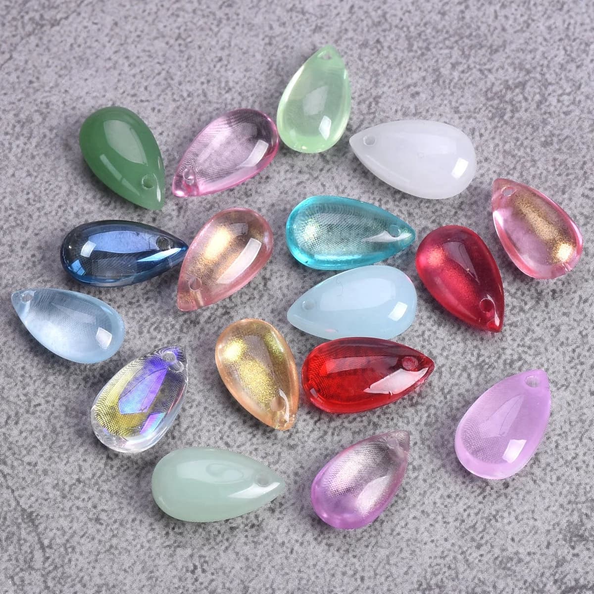 20pcs 14x8mm Teardrop Shape Crystal Glass Loose Crafts Beads Top Drilled Pendants for Earring Jewelry Making DIY Crafts