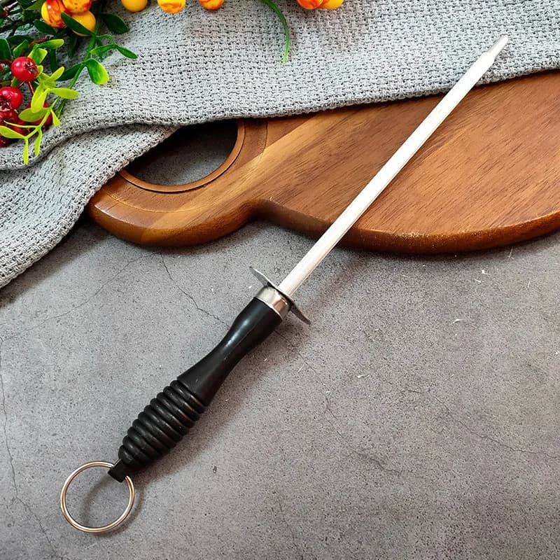 Affilacoltelli in Acciaio al Carbonio con Manico in ABS per Manutenzione Coltelli da Cucina e Preparazione Culinaria Domestica