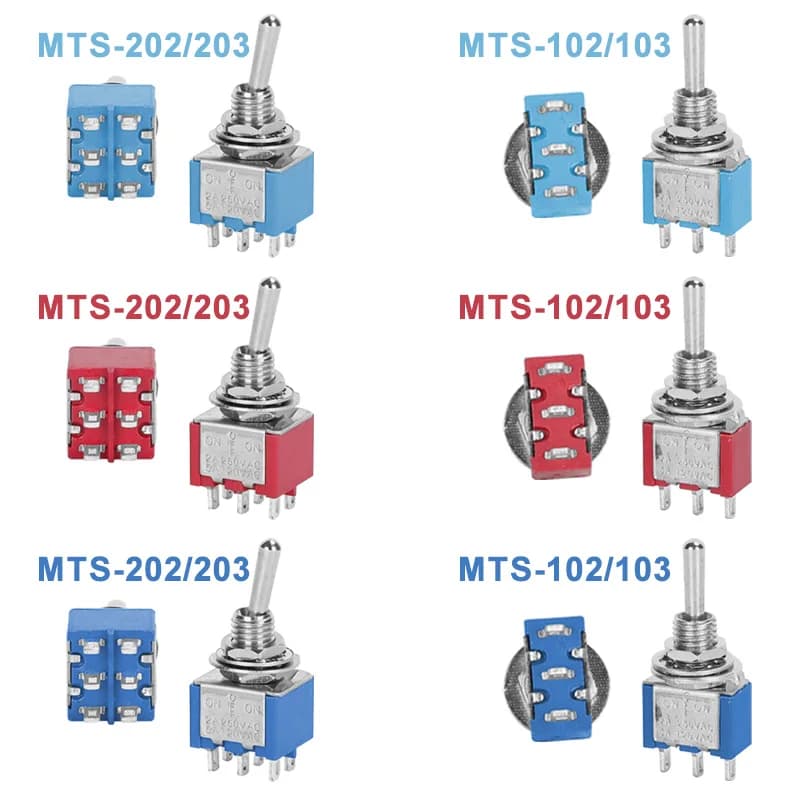 10 pz Tappo Impermeabile Interruttore A Levetta In Miniatura ON-OFF-ON/ON-ON SPDT DPDT MTS-102 MTS-103 MTS-202 MTS-203 Interruttore A Bilanciere